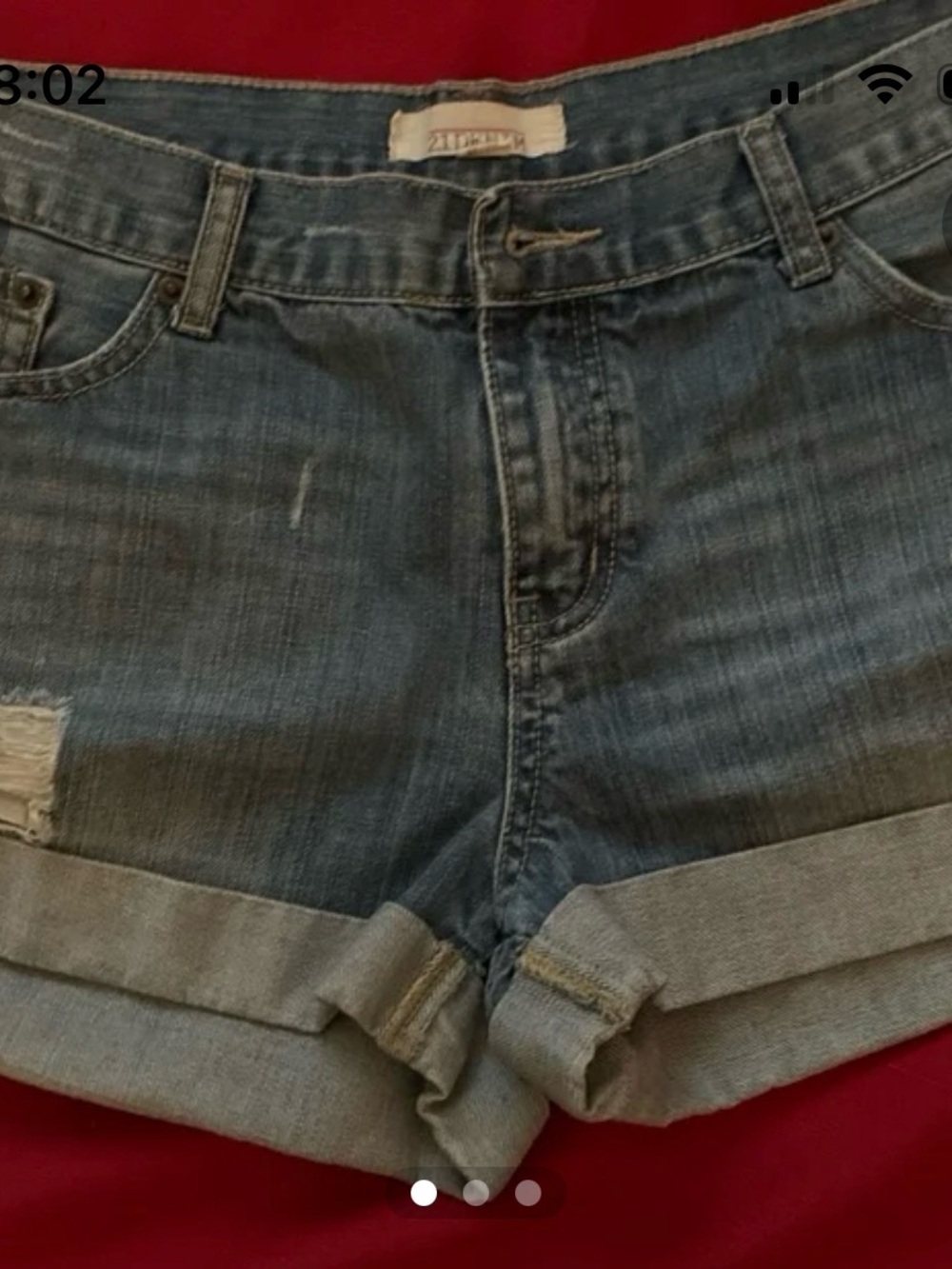 21 Denim Distressed Denim Roll-Cuff Women's Shorts - Classic Blue Short Shorts